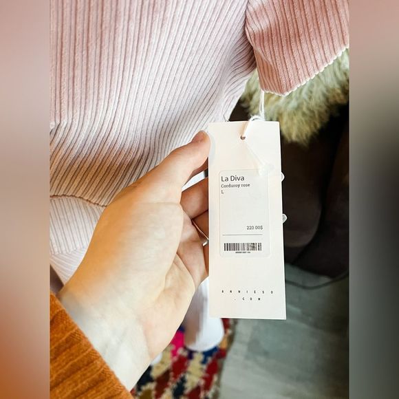 🇨🇦 Annie50 🇨🇦 Blush Corduroy Dress / Size L / Made in Canada - Picture 5 of 10